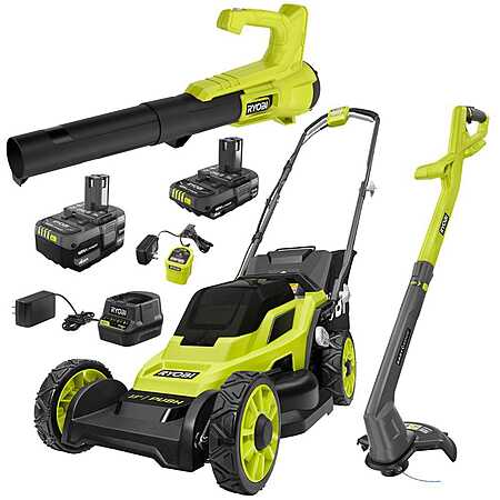 Ryobi ONE+ 18V 13 in. Cordless Battery Push Lawn Mower, String Trimmer, Blower w/ 4.0 Ah & 2.0 Ah Battery & (2) Chargers $279 (2 replies)