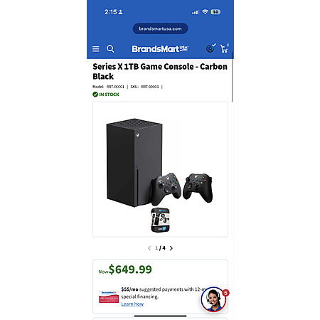 XBOX Series X 1TB Carbon Black Disc Version $649.99