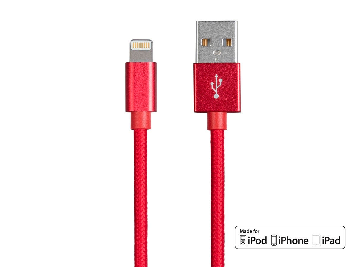 Monoprice Palette Series Apple MFi Certified Lightning Cable, 3ft Red $3.80 plus shipping
