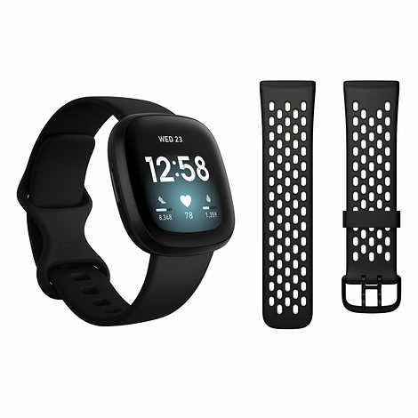 Fitbit Versa 3 Bundle, Black or Gold $189.99