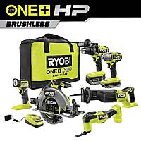 RYOBI 18V ONE+ HP Brushless 6-Tool Combo Kit w/ 2.0 & 4.0 HP Batteries and Charger $351