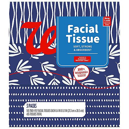 $3.14ac Walgreens Pick up ($10+) Walgreens Facial Tissue Flat Box, 145.0 ea, 3 pack