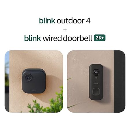 Blink Outdoor 4 1080p Battery Camera + Wired Doorbell 2K+ (newest model, Black)