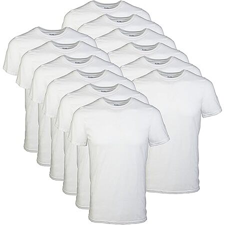 12-Pack Gildan Men's Crew T-Shirts (White, Size Small Only) $20 