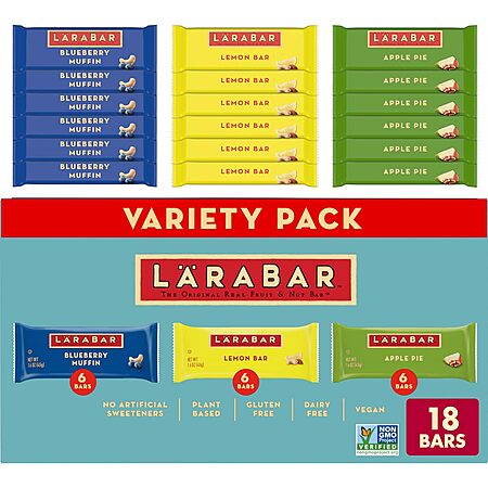 18-Ct 1.6-Oz Larabar Bars Variety Pack (Blueberry Muffin, Lemon Bar, Apple Pie) 2 for $22.45 w/ Subscribe & Save + Free Shipping