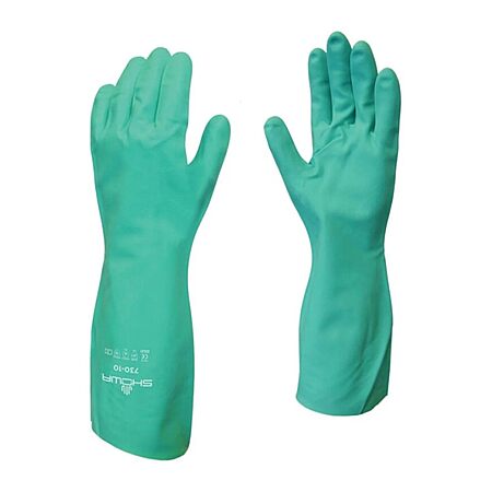 SHOWA 730 Nitrile Chemical Resistant Safety Glove with Cotton Flocked Liner, Food Safe, 15 Mil Thick, 13" Length, Large (1 Pair) $1.99
