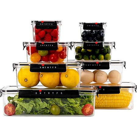 8-Pack Chef's Path Date Dial BPA-Free Plastic Food Storage Containers w ...