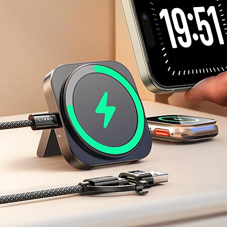 LISEN Magsafe Magnetic Charger Stand for Apple iPhone / Watch / AirPods (Black) $12.77 + Free Shipping w/ Prime