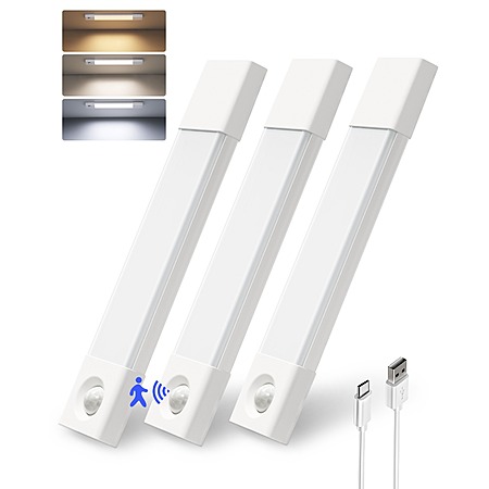 3-Pk EZVALO 11.8" Rechargeable Dimmable 3-Color Motion Sensor Lights w/ USB-C Charging Cable (White) $11.99 + Free Shipping w/ Prime