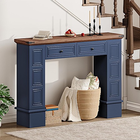 YITAHOME Farmhouse Console Table for Entryway with Storage (Navy Blue & Walnut) $59.99 + Free Shipping