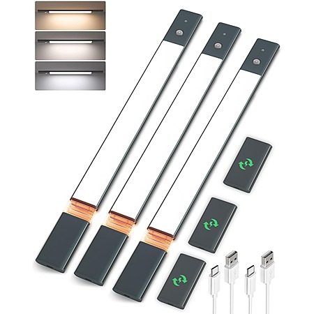 Prime Members: 3-Pk EZVALO 19.7" Wireless Rechargeable Motion Sensor Under Cabinet Lights w/ 3 Extra Batteries $39.59 + FS