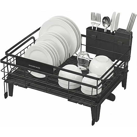 12.2" x 16.5" x 7.9" SONGMICS Dish Drying Rack w/ Drainboard: White $21, Black $20