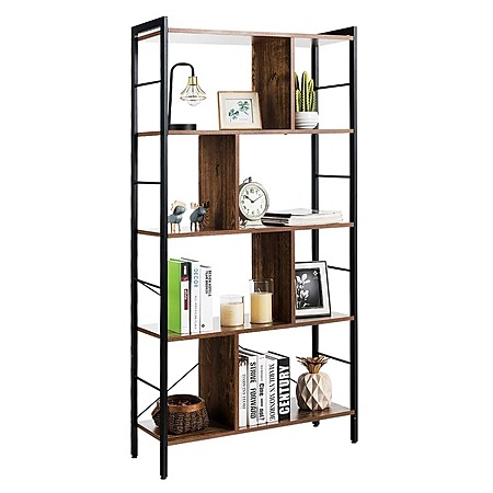 61" Giantex 5-Tier Bookshelf w/ Metal Frame & Shelf Dividers (Rustic Brown) $40 + Free Shipping