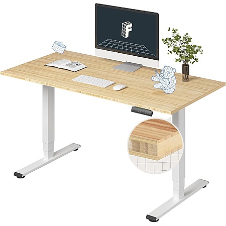 55" x 28" FlexiSpot E6 Bamboo 3-Stage Dual Motor Electric Standing Desk (White Frame + Bamboo Whole Piece Top) $270 + FS