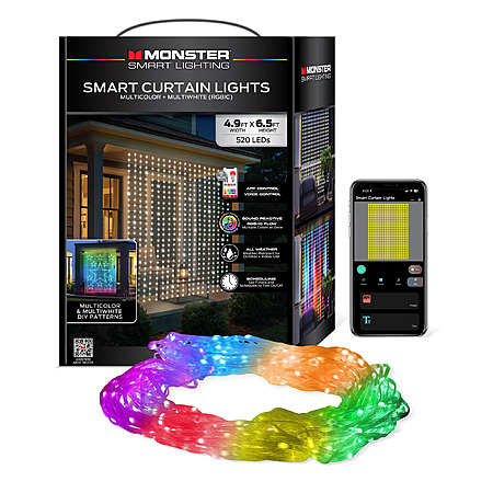 4.9' x 6.5' Monster Smart RGBIC + Multiwhite LED Curtain Lights $55 + Free Shipping