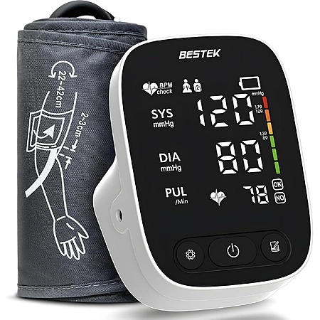 BESTEK Blood Pressure Monitor Automatic Upper Arm BP Cuff (9"-17" Adjustable) $15 + Free Shipping w/ Prime