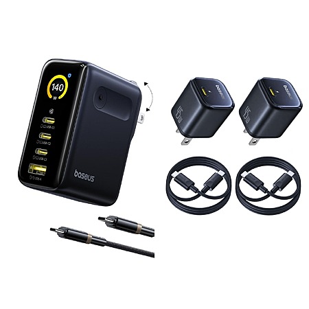Prime Members: Baseus Picogo 140W 4-Port USB-C Charger + 2-Pk Baseus 45W USB-C Charger Block w/ USB-C Cable $63 + Free Shipping