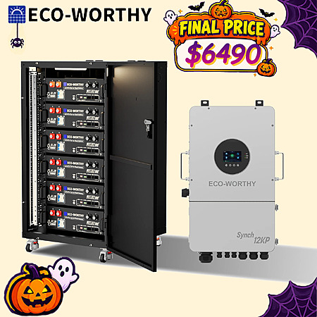 ECO-WORTHY 12KW Hybrid Inverter + 6-Pack 48V 100AH Lithium Battery System $6490 + Free Shipping