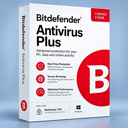 1-Year Bitdefender Antivirus Plus 2025 (1 PC, Digital Download) $16