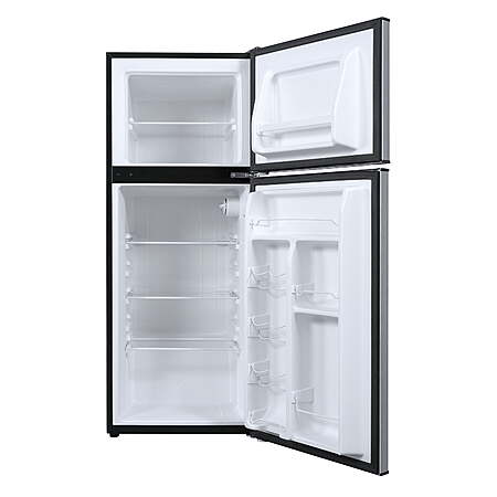 46 Cu Ft Galanz Two Door Mini Fridge With Top Freezer Stainless Steel 