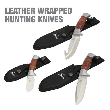 3-Piece Mossy Oak Leather Wrapped Stainless Steel Hunting Knives Set $10.10 + Free S&H w/ Walmart+ or on $35+