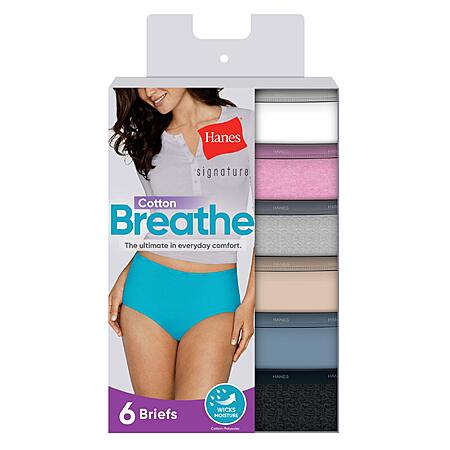 6-Pack Hanes Women's Signature Cotton Breathe Brief Panties (Assorted) $4.06 + Free Shipping w/ Prime or on $35+