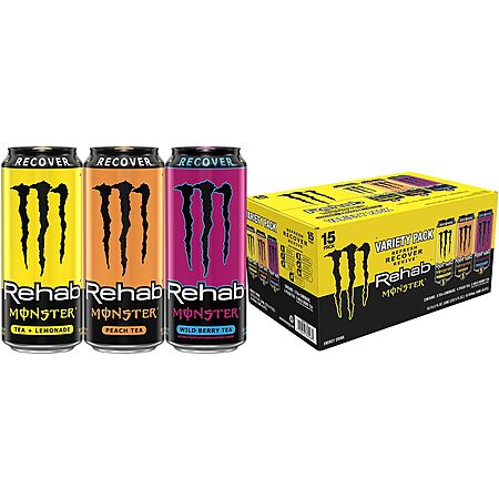 15-Pack 15.5-Fl Oz Monster Energy Rehab Tea + Lemonade Energy Drink $15.88 w/ S&S + Free Shipping w/ Prime or on $35+