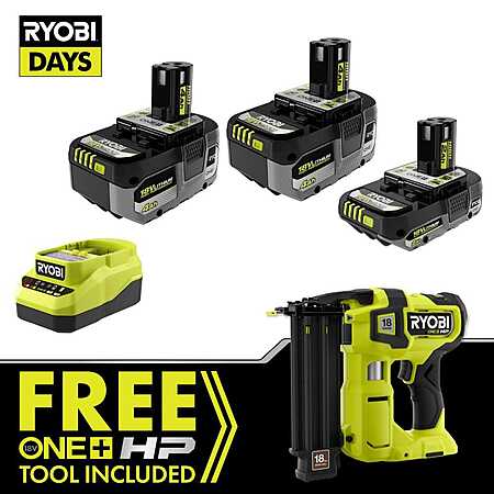 RYOBI 18V ONE+ HP Brushless Brad Nailer w/ 2x 4Ah Batteries, 2Ah Battery & Charger (P322-PSK108SB) $199 + Free Shipping