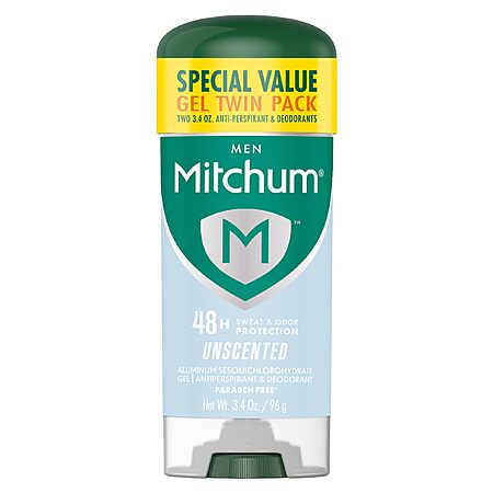 2-Pack 3.4-Oz Mitchum Antiperspirant Deodorant Gel Stick for Men (Unscented) $4.40 w/ Subscribe & Save