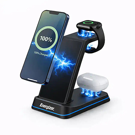 Energizer 3-in-1 15W Qi Certified Wireless Fast Charging Station $16 + Free S&H