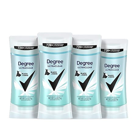 4-Pack 2.6-Oz Degree Women UltraClear Black+White Antiperspirant Deodorant Stick (Fresh) $10.65 w/ S&S + Free Shipping w/ Prime or on $35+