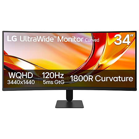 LG 34" UltraWide 3440x1440 QHD 120Hz Curved Office Monitor (34U601B-B) $199.00 + Free Shipping