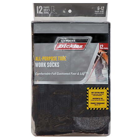 12-Pack Dickies Work Tube Socks (Black, 6-12) $11.00 + Free Shipping w/ Walmart+ or on $35+