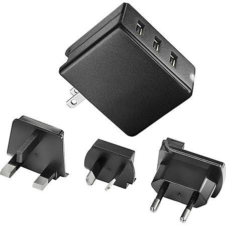 Insignia 30W Foldable 3 USB International EU/UK/AU Power Adapter Wall Charger (Black) $7.99 + Free Shipping