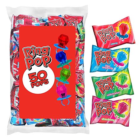 50-Count Ring Pop Assorted Fruit Flavor Halloween Lollipops $15.32 w/ S&S