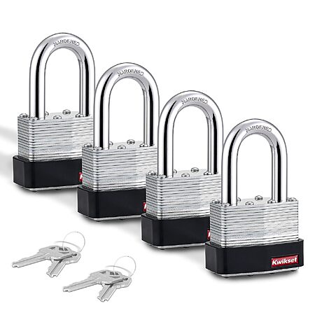 4-Pack Kwikset 2" Laminated Steel Padlock w/ Hardened Steel Shackle (Keyed Alike) $17.14 + Free Shipping w/ Prime or on $35+