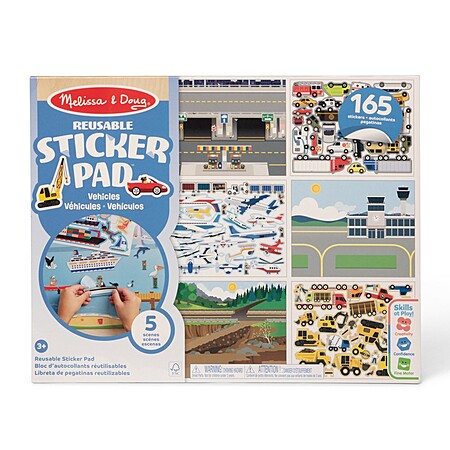 Melissa & Doug Reusable Vehicles Sticker Pad - 165+ Reusable Stickers ...