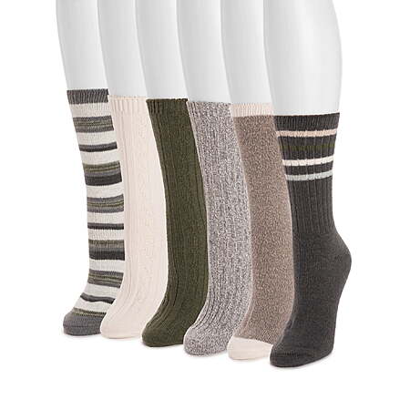 MUK LUKS Women's Fluffy Dream Crew Boot Socks, 6-Pack, OSFM $5.21+ $5.24