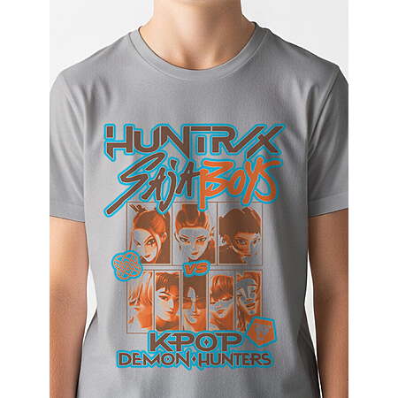 2-Piece Set T-Shirts, K-Pop Demon Hunters Boys' Silver and Charcoal Size 14-16