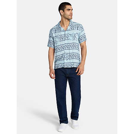 SpongeBob SquarePants, Men's Graphic Button-Up Shirt (BLUE)