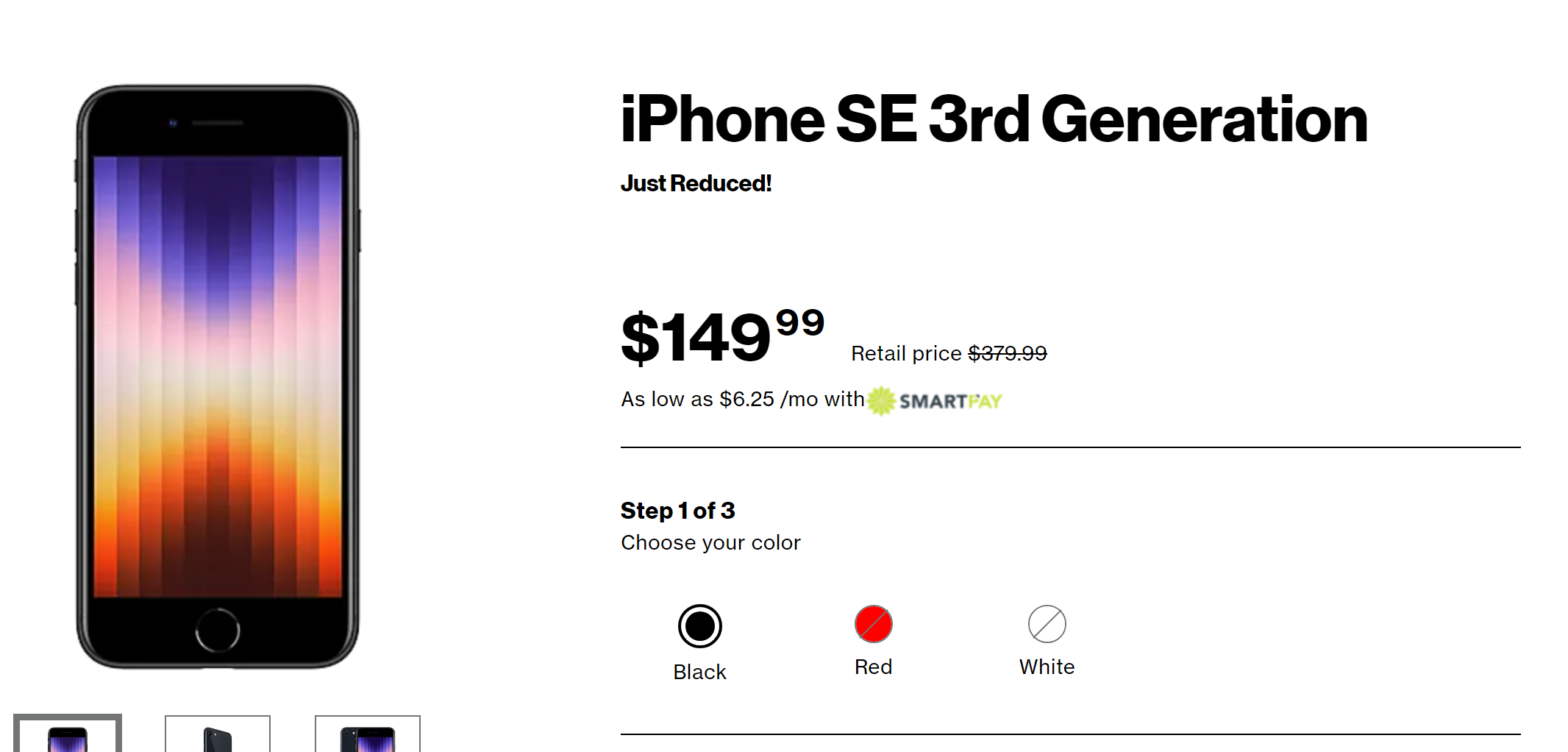 Total by Verizon: 64GB Apple iPhone SE 3rd Gen 5G Phone + 30-Days Prepaid Service $157.50 + Free Shipping