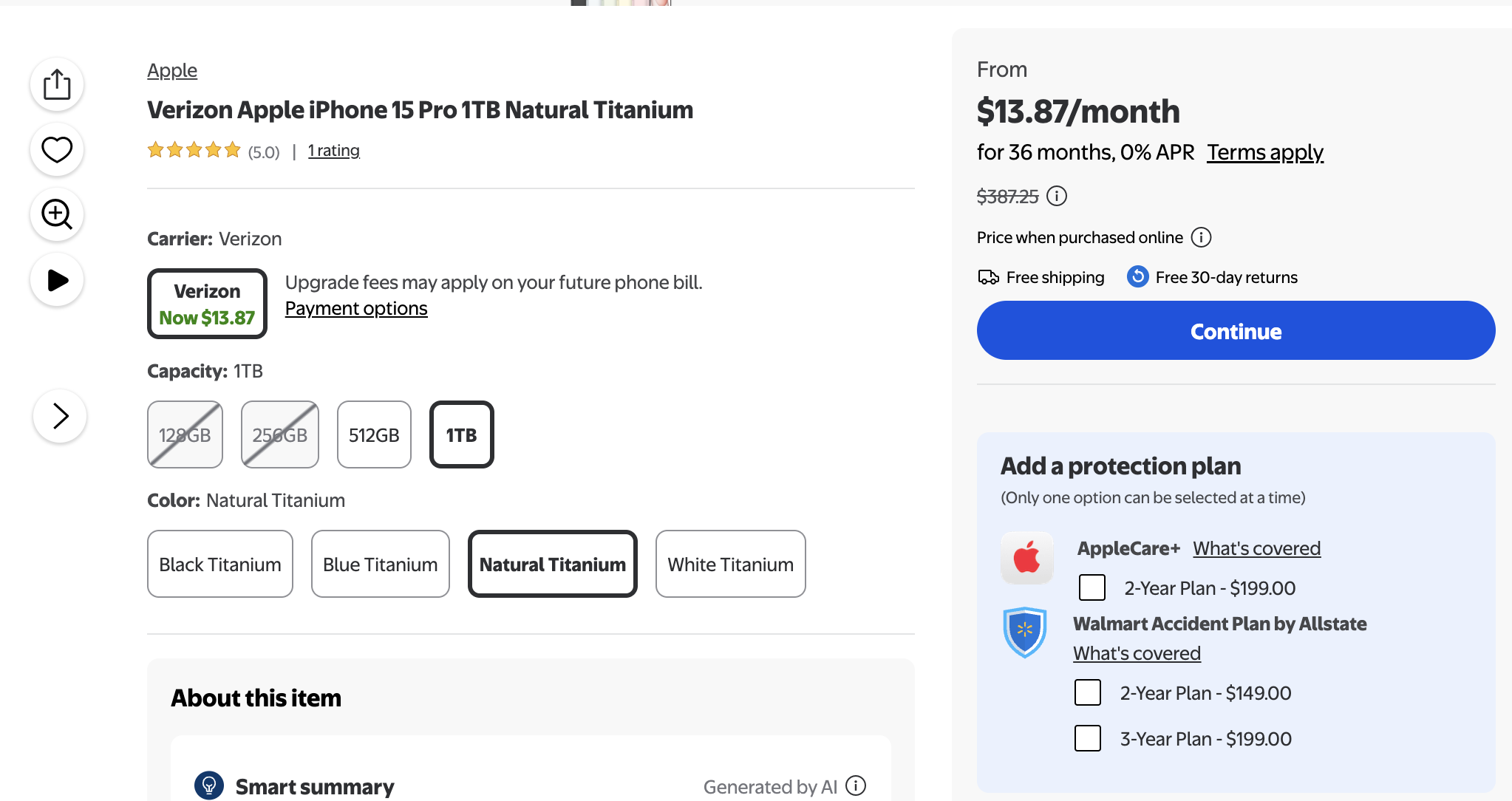Walmart | Iphone 15 pro 128GB & 1TB Verizon postpaid only $499