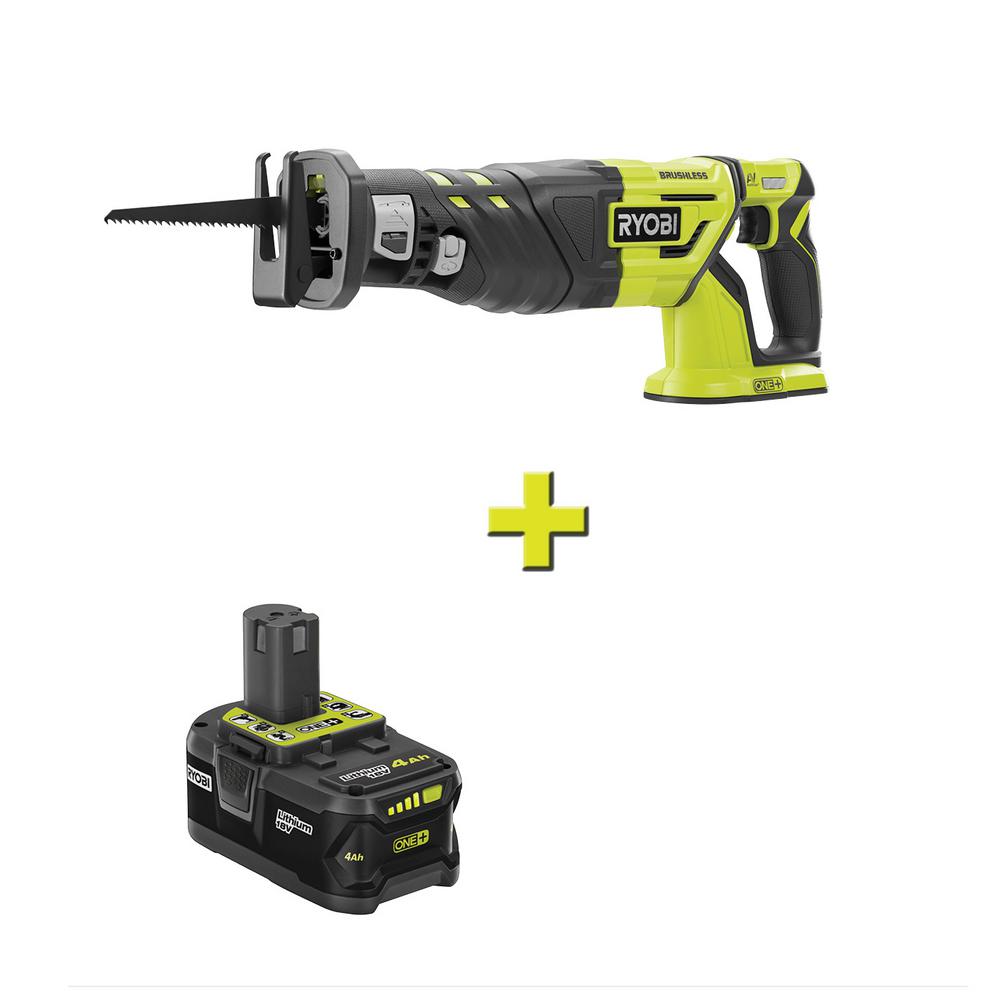 RYOBI 18-Volt ONE+ Cordless Brushless Reciprocating Saw with 4.0 Ah Lithium-Ion Battery $129