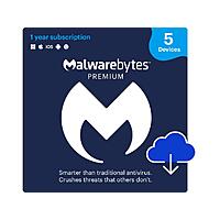 Select Software: 1-Year Malwarebytes Premium (5 Devices, Digital Download)
