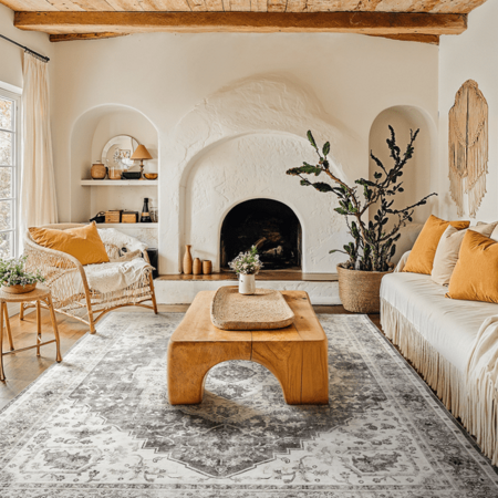 5'x7' Machine-Washable Moroccan Area Rug w/ Non-Slip Backing (Gray) $23 + Free Shipping
