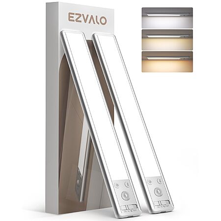 2-Pack 8" Wireless Rechargeable Motion Sensor LED Under Cabinet Lights $9.75