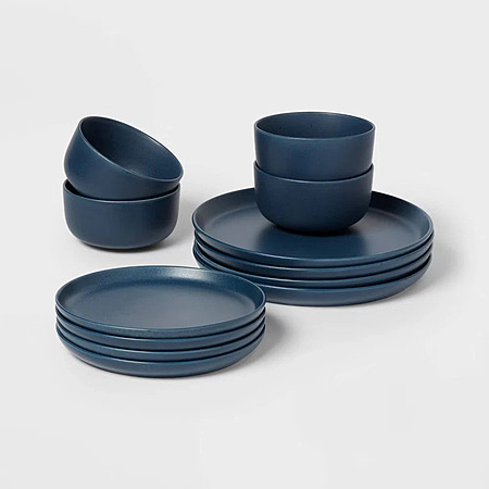12-Pc Threshold Stoneware Tilley Dinnerware Set (Blue) $25 + Free Shipping