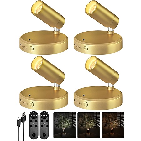 4-Pack EZVALO 5500mAh Wireless USB-C Rechargeable Spotlights w/ Remote (Gold) $34.30 + Free Shipping