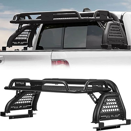 JOYTUTUS Full-Size Truck Roll Bar w/ 660lb Capacity Cargo Basket ...