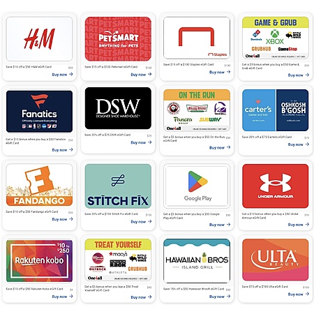 Discounted Gift Cards Across Top Brands!